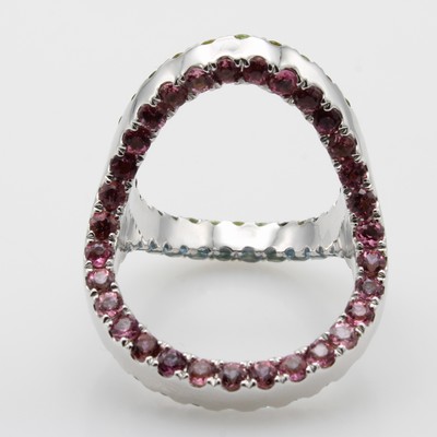 27121413a - Ausgefallener Ring mit Farbsteinen, WG 585/ 000, 61 Turmaline zus. ca. 2.36 ct, 31 Aqua- ...