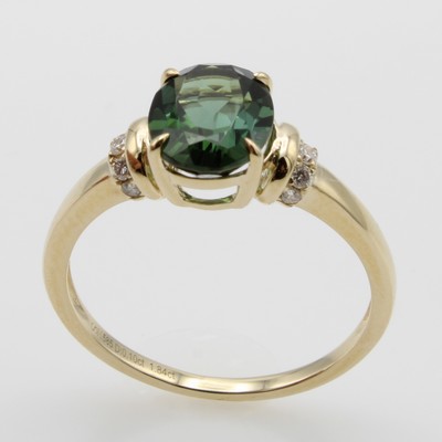 27121432a - Ring mit Turmalin und Brillanten, WG 585/000, 10 Brill. zus. ca. 0.10 ct feines ...