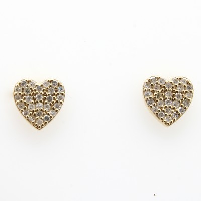 Image Paar Ohrstecker mit Brillanten ´Herzen´, GG 585/000, 50 Brill. zus. ca. 0.32 ct feines ...