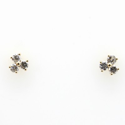 Image Paar Ohrstecker mit Brillanten, GG 585/000, 6 Brill. zus. ca. 0.20 ct feines ...