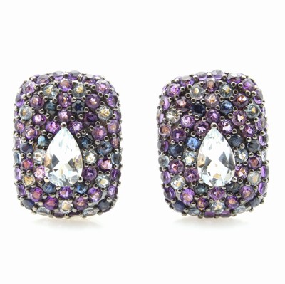 Image Paar Ohrstecker mit Farbsteinen, GG 585/000,128 Amethysten zus. ca. 4.49 ct, 42 ...