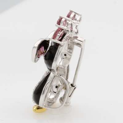 27121472a - Anhänger/Brosche ´Pinguin´ mit Onyxen, Brillanten und Turmalinen, WG/GG 585/000, ...