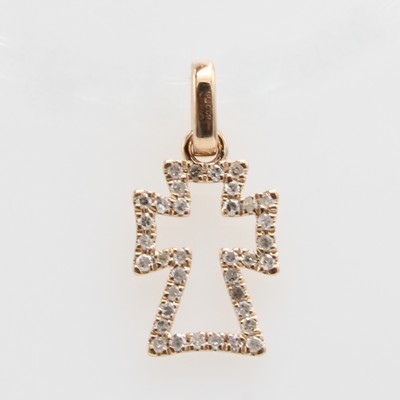 Image Anhänger ´Kreuz´ mit Brillanten, RoséG 585/ 000, 41 Brill. zus. ca. 0.28 ct feines ...