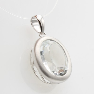 27121478b - Anhänger mit Aquamarin, WG 585/000, z.T. matt., fac. Aquamarin ca. 10.55 ct ...