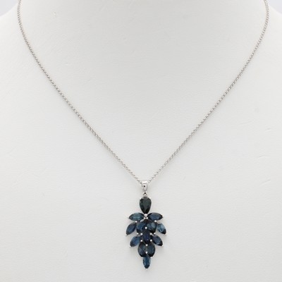 27121483a - Anhänger mit Turmalinen an Kette, WG 585/000, petrolfarb. Turmaline zus. ca. 1.99 ct, ...