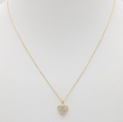 27121488a - Herzanhänger mit Brillanten an Kette, GG 585/000, 25 Brill. zus. ca. 0.15 ct feines ...