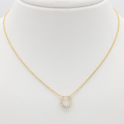 27121489a - Anhänger ´Hufeisen´ mit Brillanten an Kette, GG 585/000, 13 Brill. zus. ca. 0.19 ct ...