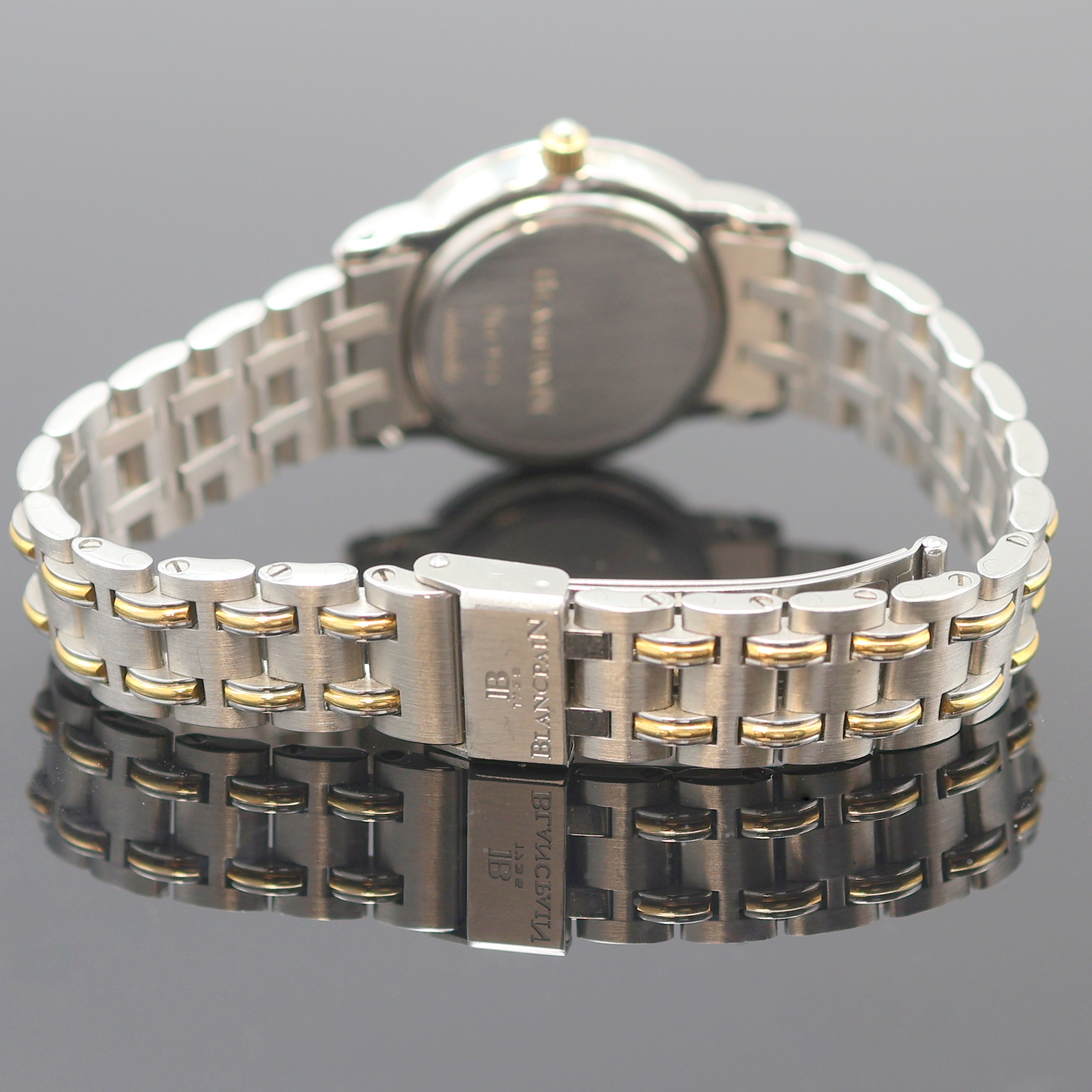 Detail b: BLANCPAIN Damenarmbanduhr Villeret, Schweiz um 1990, Automatik, 2-teil. Geh. in Edelstahl/Gold kombiniert inkl. Gliederband m. Faltschl., Glasrand ...
