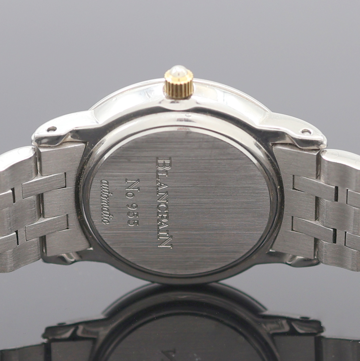 Detail d: BLANCPAIN Damenarmbanduhr Villeret, Schweiz um 1990, Automatik, 2-teil. Geh. in Edelstahl/Gold kombiniert inkl. Gliederband m. Faltschl., Glasrand ...