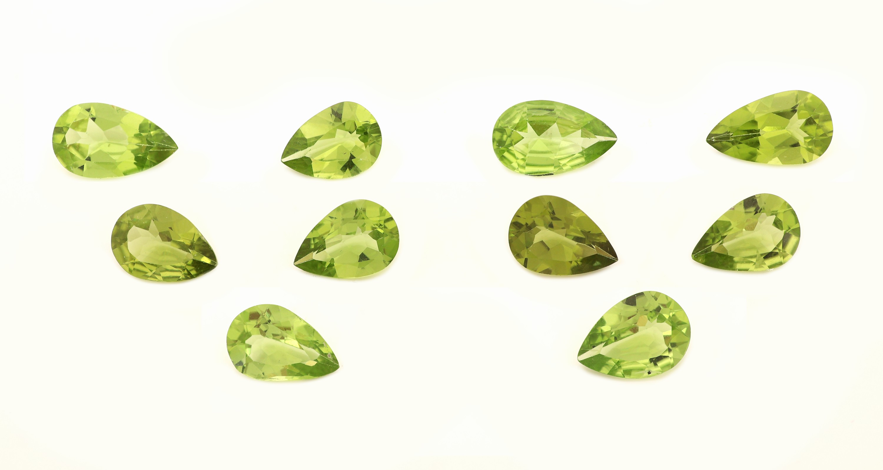 Image 27121511 - Lot 10 lose Peridots, zus. ca. 18.07 ct, facett. Tropfen, in versch. Größen und ...
