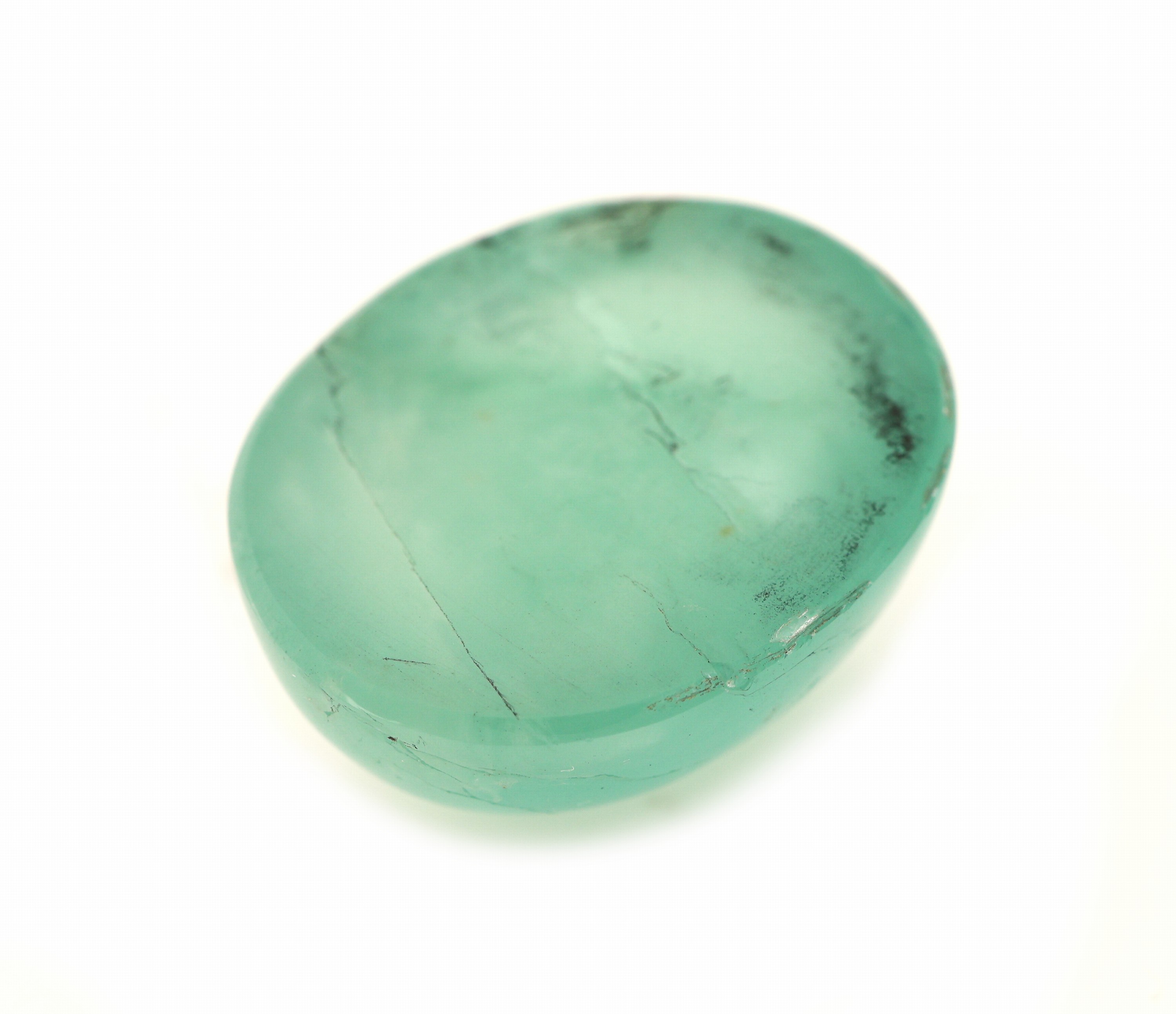 Detail a: Loser ovaler Smaragdcabochon 20.51 ct, Boden mit Riss