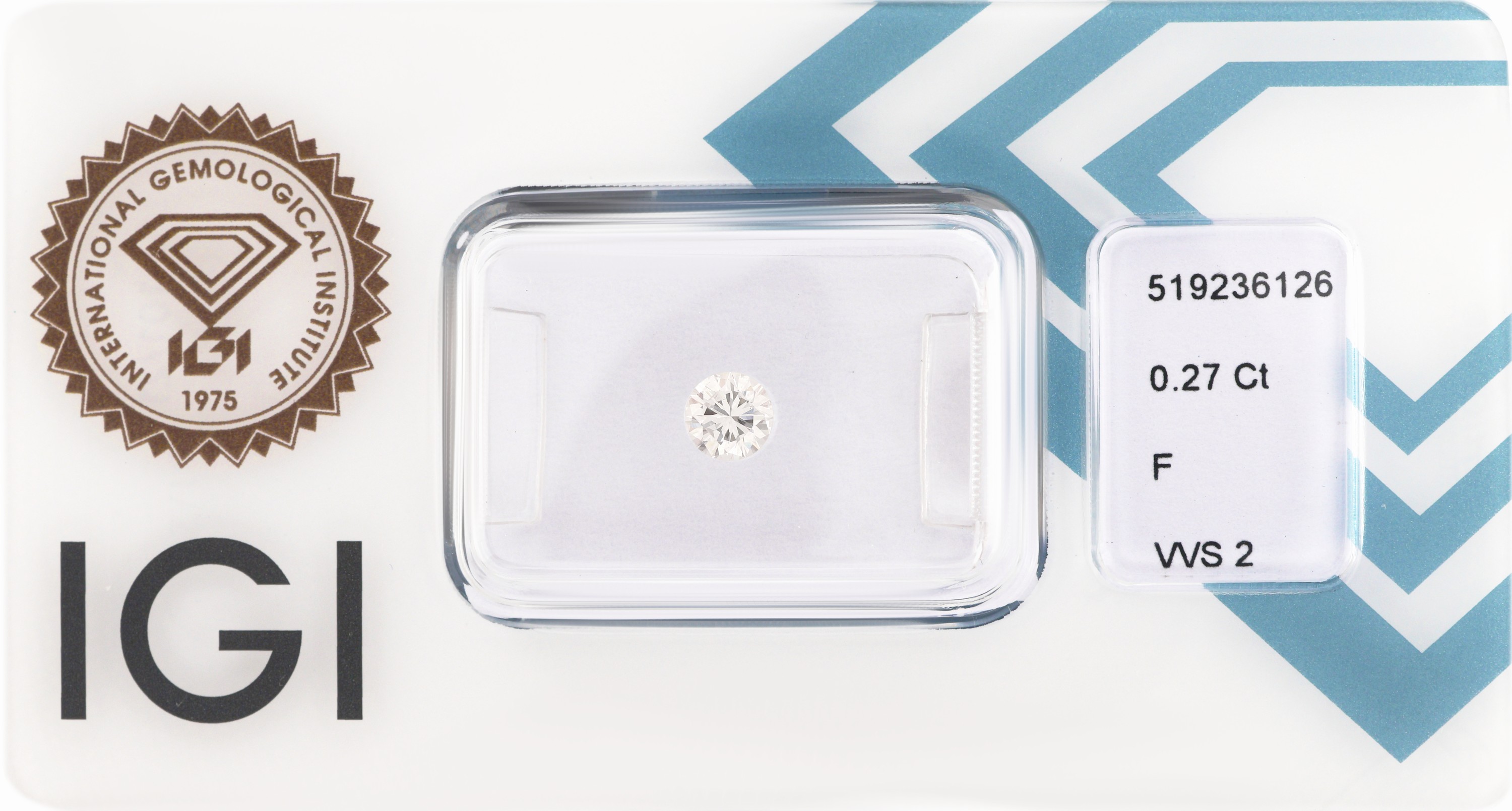 Image 27121539 - Loose brilliant , 0.27 ct Top Wesselton (F)/vvs2, sealed, with IGI-expertise Valuation ...