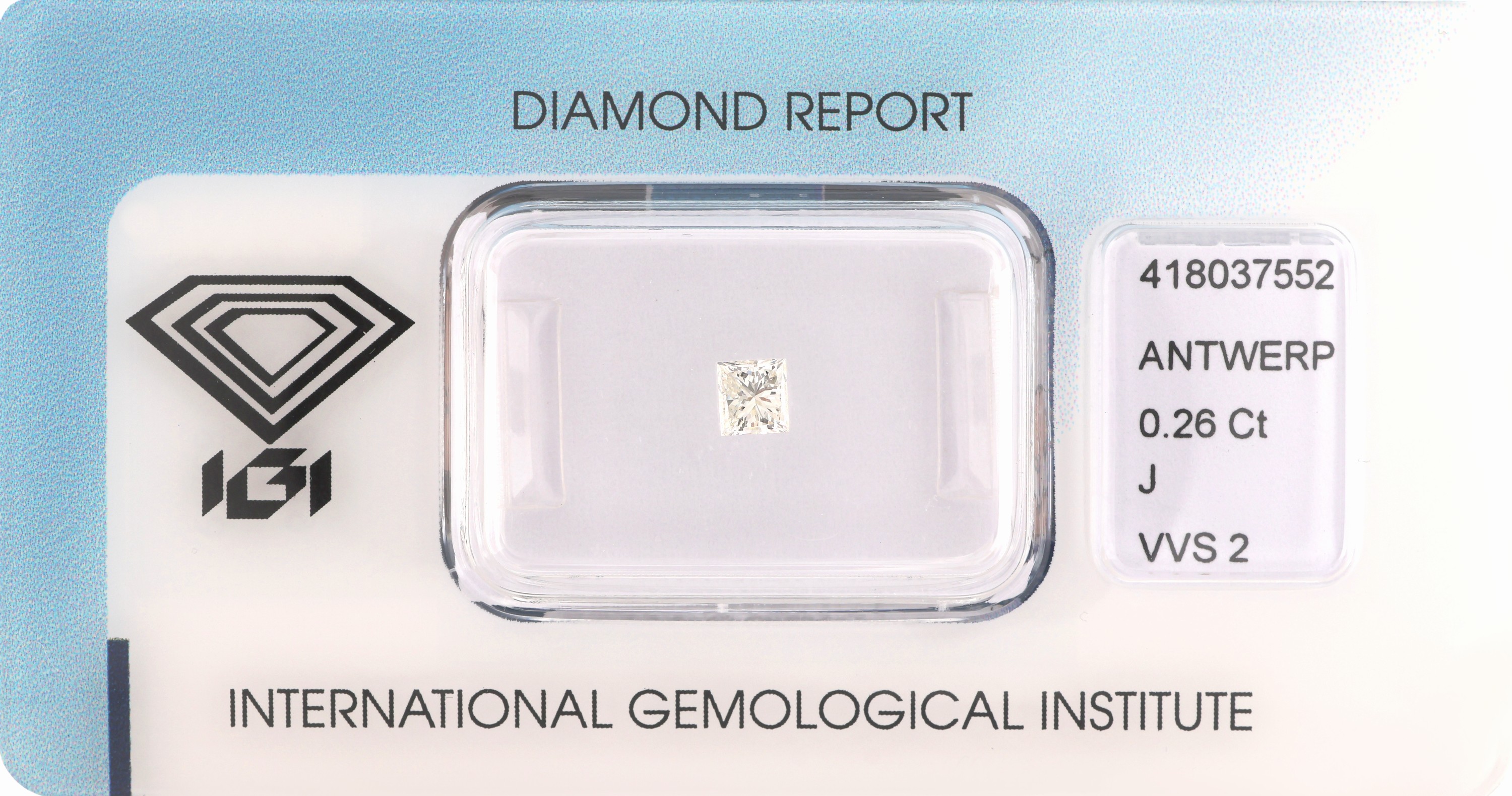 Image 27121561 - Loser Diamant 0.26 ct l.get. Weiß(J)/vvs2, Princess-Cut, eingeschweißt, mit ...