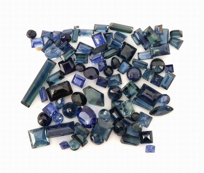 Image Lot loose bevelled sapphires , total 13.62 ct, in different shapes and colour shades ...