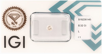 Image Loose brilliant , 0.32 ct Top Cape(L)/p1, sealed, with IGI-expertise Valuation Price: ...