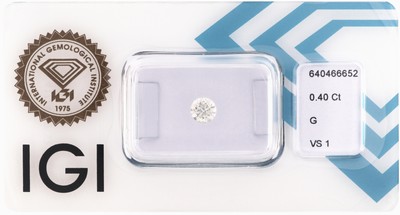 Image Loser Brillant 0.40 ct feines Weiß(G)/vs1, eingeschweißt, mit IGI-Expertise ...