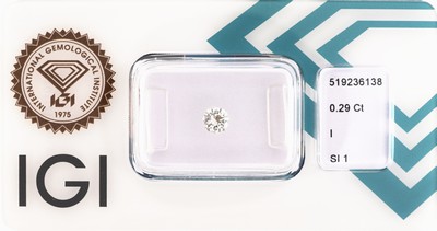 Image Loose brilliant , 0.29 ct Top Crystal (I)/si1, sealed, with IGI-expertise Valuation ...