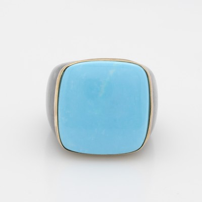 Image Ring mit rek. Türkis und Jade, GG 585/000, Türkiscarrée rek., Schiene aus Jade, RW ...
