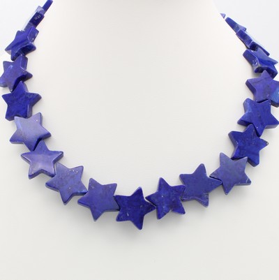 Image Kette mit Lapislazuli, verg. Karabinerschl.,sternförm. Lapislazuli, L. ca. 43 cm