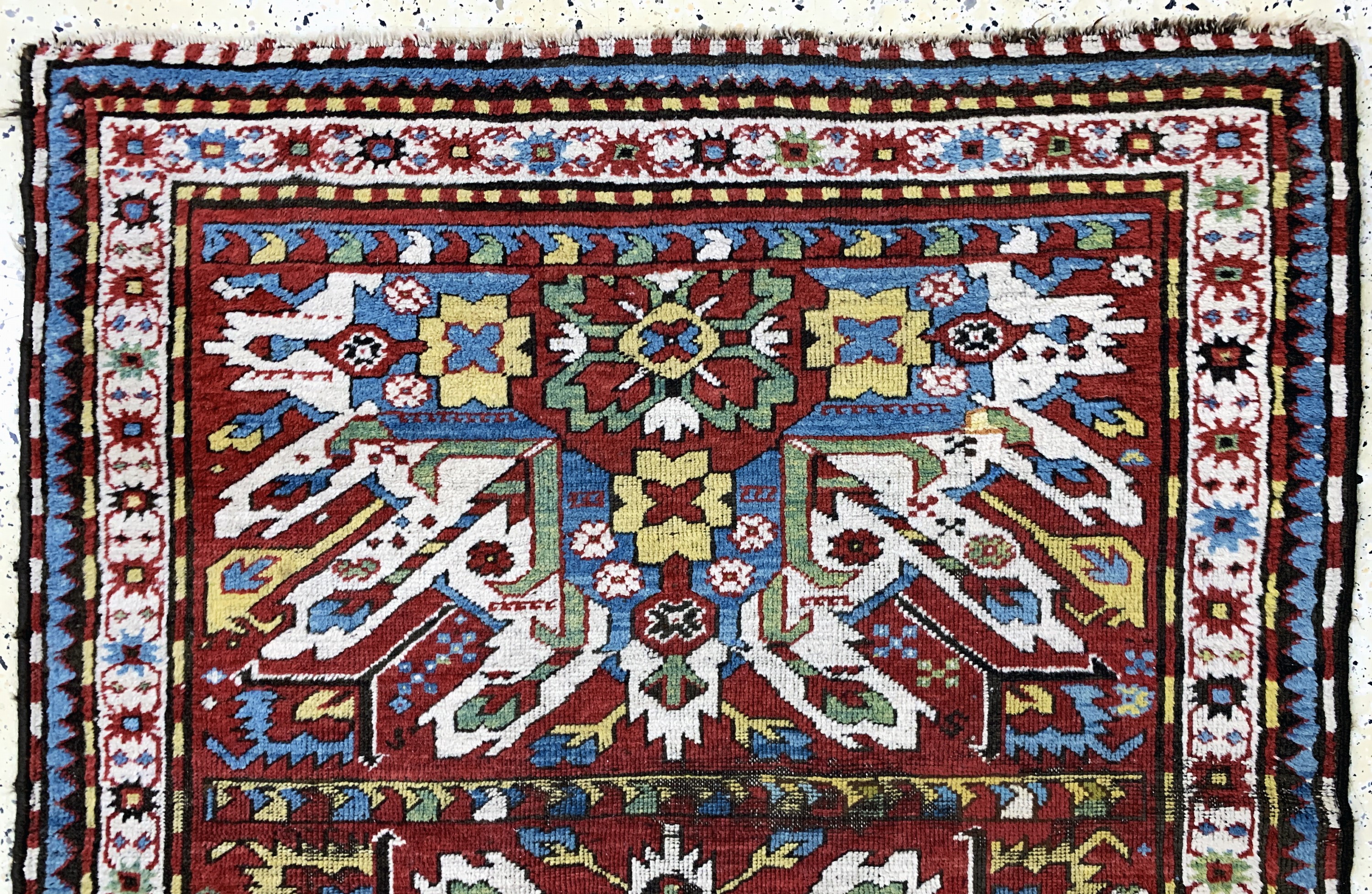 Detail a: Tschelabed"Adler-Kazak"antik, Kaukasus, 19.Jhd, Wolle auf Wolle, ca. 226 x 114 cm, EHZ: 3