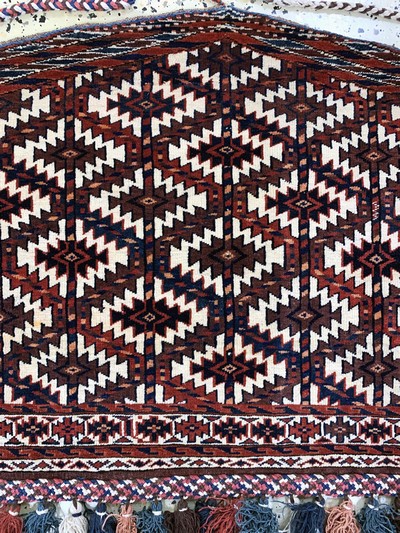 27121626c - Yomud Asmalyk antik, Turkmenistan, 19.Jhd, Wolle auf Wolle, ca. 123 x 67 cm, EHZ: 2 ...