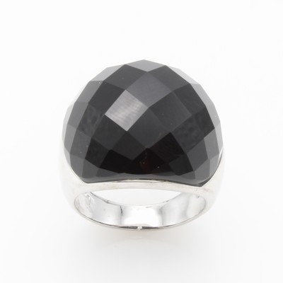 27121645a - Ring mit Onyx, 925er Silber, facett. Onyx, RW ca. 59