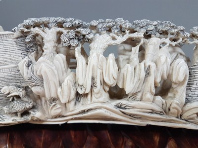 27121967g - Große Elfenbein-Figurengruppe, China, um 1900, Elfenbeinzahn beschnitzt, höfische ...