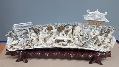 27121967i - Große Elfenbein-Figurengruppe, China, um 1900, Elfenbeinzahn beschnitzt, höfische ...