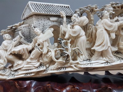 27121967t - Große Elfenbein-Figurengruppe, China, um 1900, Elfenbeinzahn beschnitzt, höfische ...