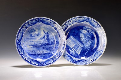27122026b - 7tlg. Vorratsset, 11 Teller, Bauernkeramik u. 2 Delfter Teller, 11 Teller wohl ...