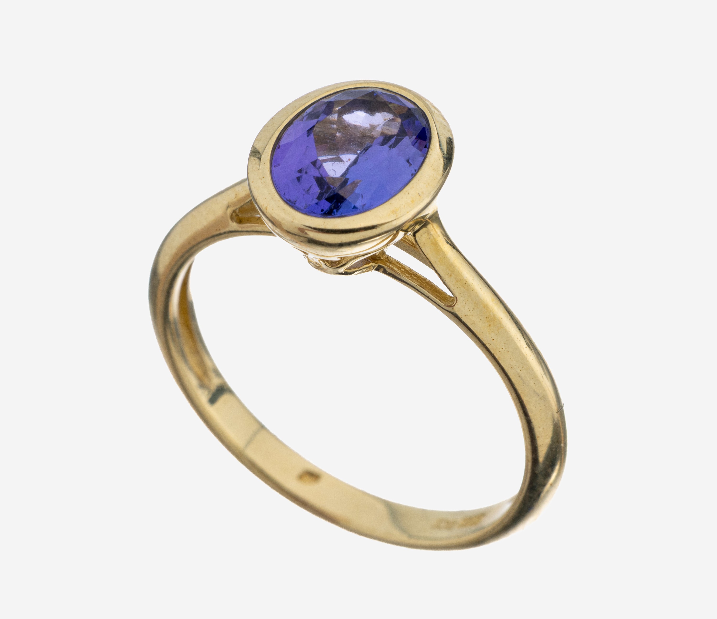 Image 27122340 - 14 kt Gold Tansanit-Ring, GG 585/000, ovalfacett. Tansanit ca. 1.20 ct, RW 56, ca. 3.2 g