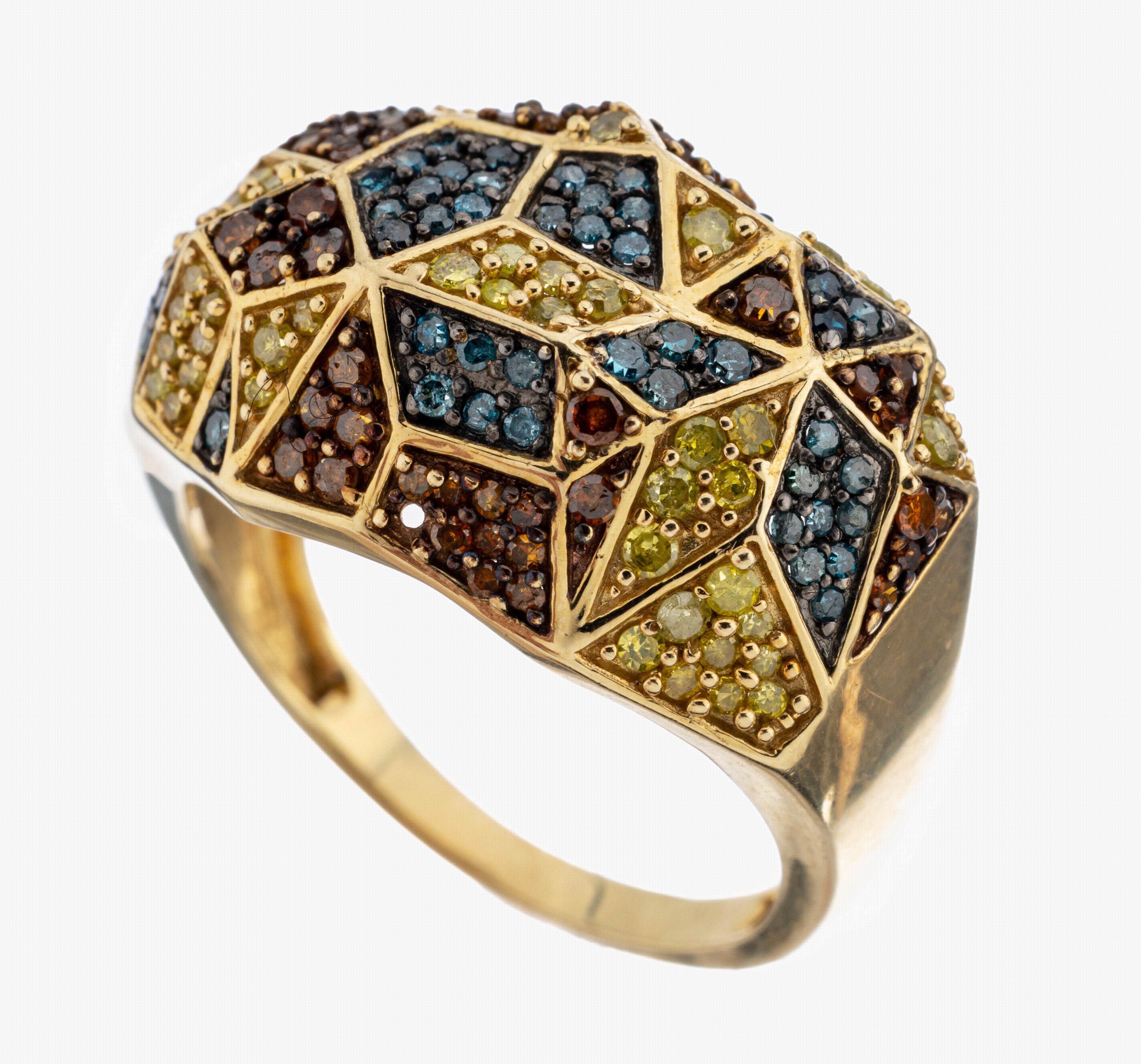 Image 27122357 - 14 kt Gold Diamant-Ring, GG 585/000, geometrisches Design, Brillanten und 8/8- ...