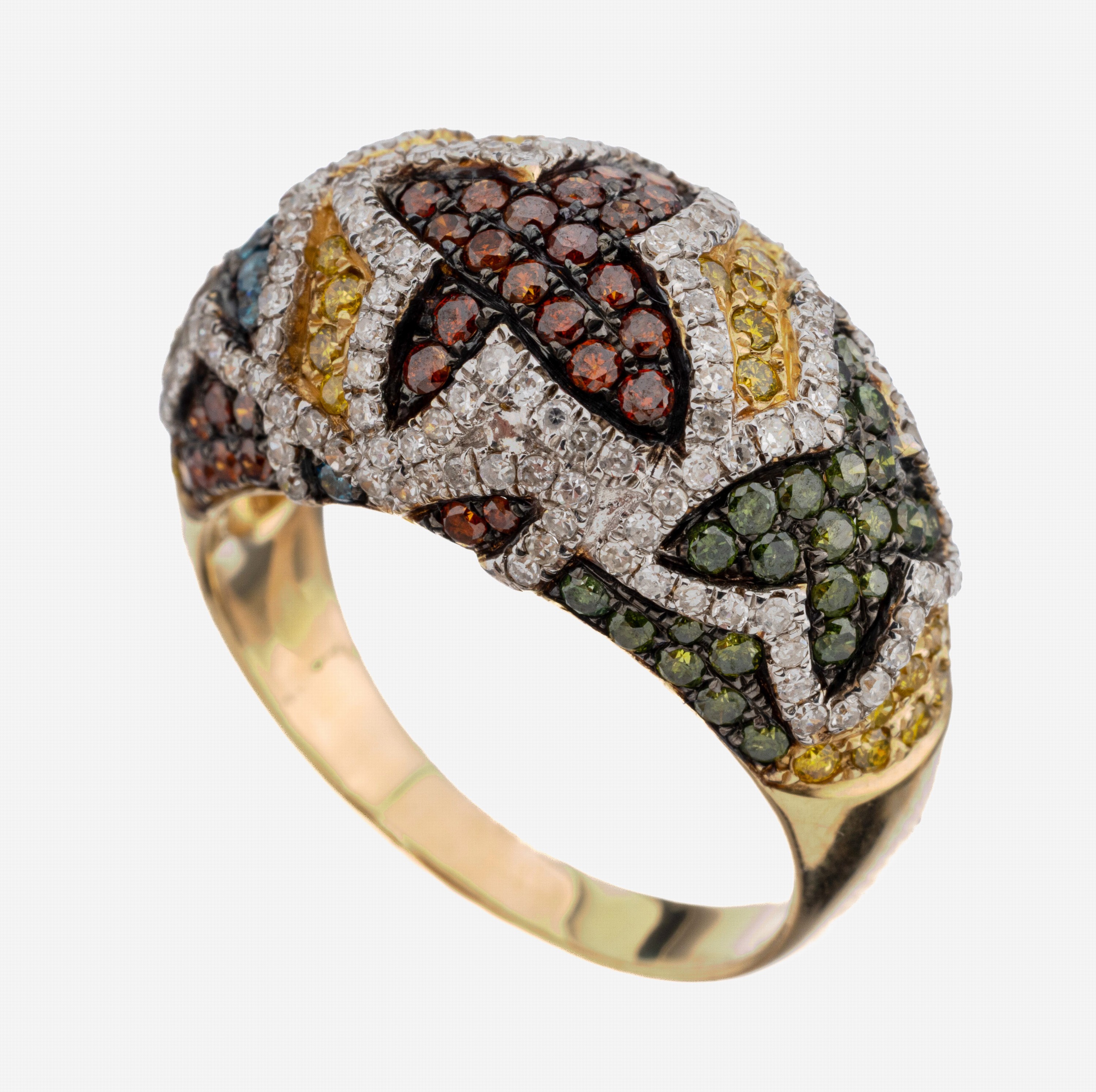 Image 27122360 - 14 kt Gold Diamant-Ring, GG/WG 585/000, stil. Schmetterlinge, Brillanten in Braun, ...