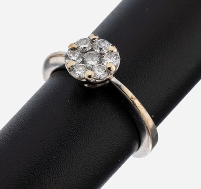 Image 14 kt gold brilliant-ring , WG 585/000, 7 brilliants total approx. 0.50 ct (engraved) ...