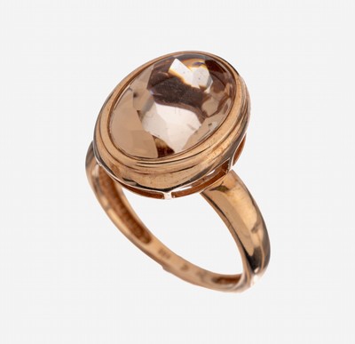 Image 14 kt gold morganite-ring , RG 585/000, ovalmorganite in Buff Top-cut approx. 6.50 ct, ...