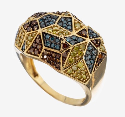 Image 14 kt Gold Diamant-Ring, GG 585/000, geometrisches Design, Brillanten und 8/8- ...