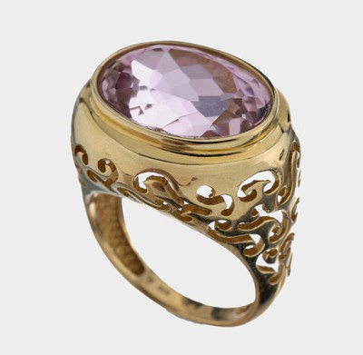 Image 14 kt Gold Morganit-Ring, GG 585/000, ovalfacett. Morganit ca. 10.0 ct, schöne Farbe, ...