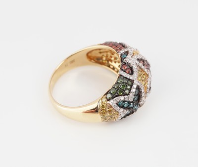 27122360b - 14 kt Gold Diamant-Ring, GG/WG 585/000, stil. Schmetterlinge, Brillanten in Braun, ...