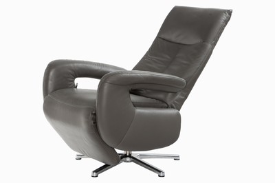 27122537b - Relaxsessel, Lederbezüge in graubraun, Fußstütze u. Rückenlehne über Hebel ...