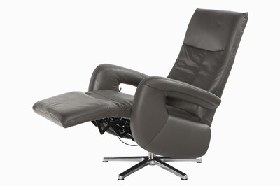 27122537c - Relaxsessel, Lederbezüge in graubraun, Fußstütze u. Rückenlehne über Hebel ...