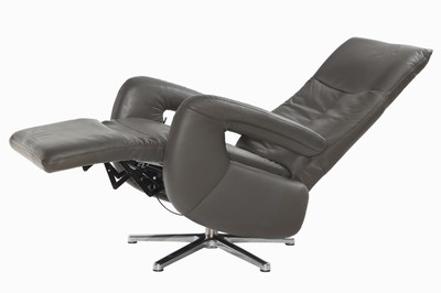 27122537d - Relaxsessel, Lederbezüge in graubraun, Fußstütze u. Rückenlehne über Hebel ...