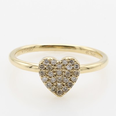 Image Ring mit Brillanten, GG 585/000, 25 Brill. in Herzform gef. zus. ca. 0.16 ct Weiß/si-p, ...