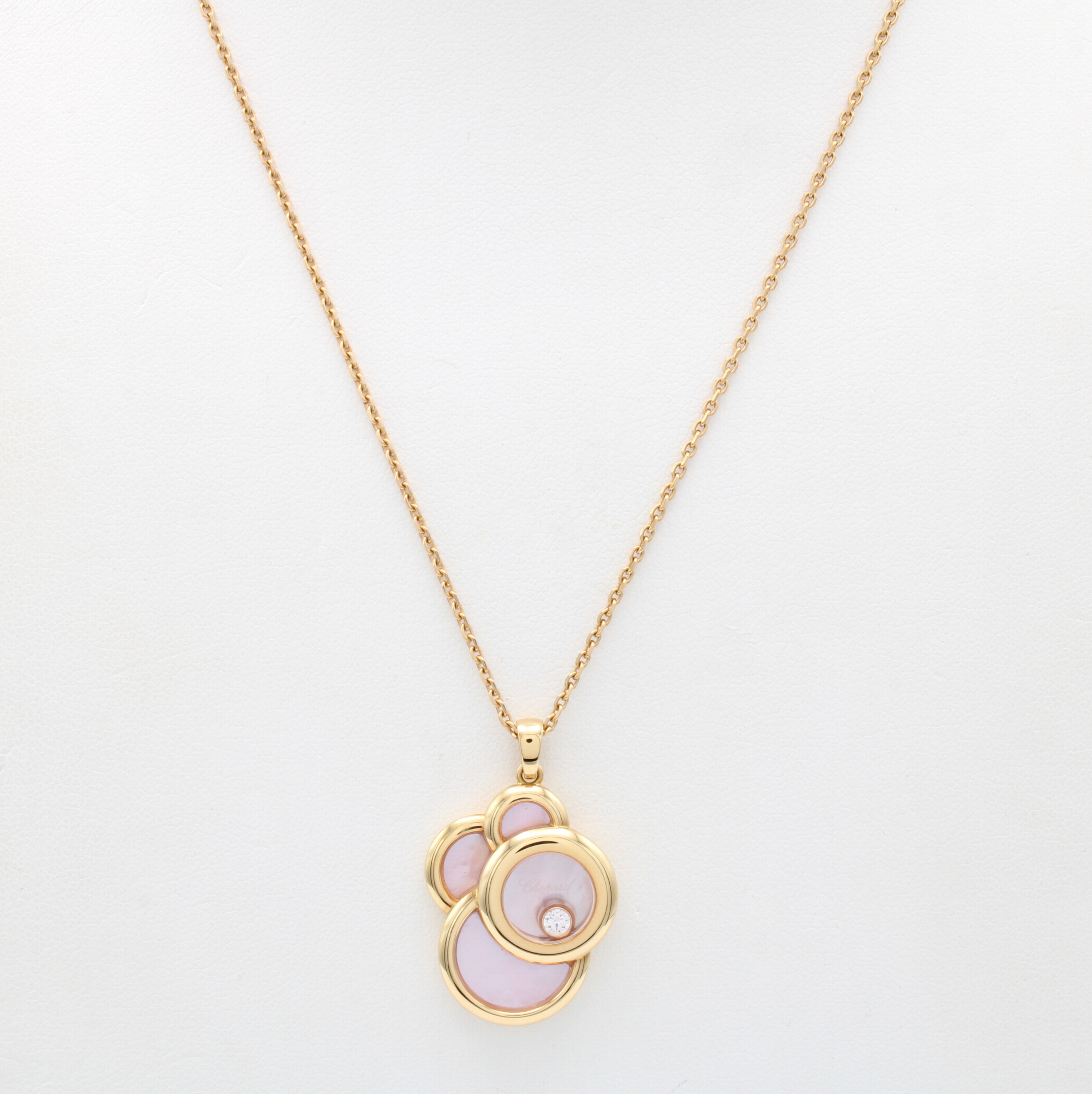 Image 27122602 - Chopard Happy Dreams Anhänger an Kette, RG 750/000, m. rosa Perlmutt, Brill. ca. 0.09 ...