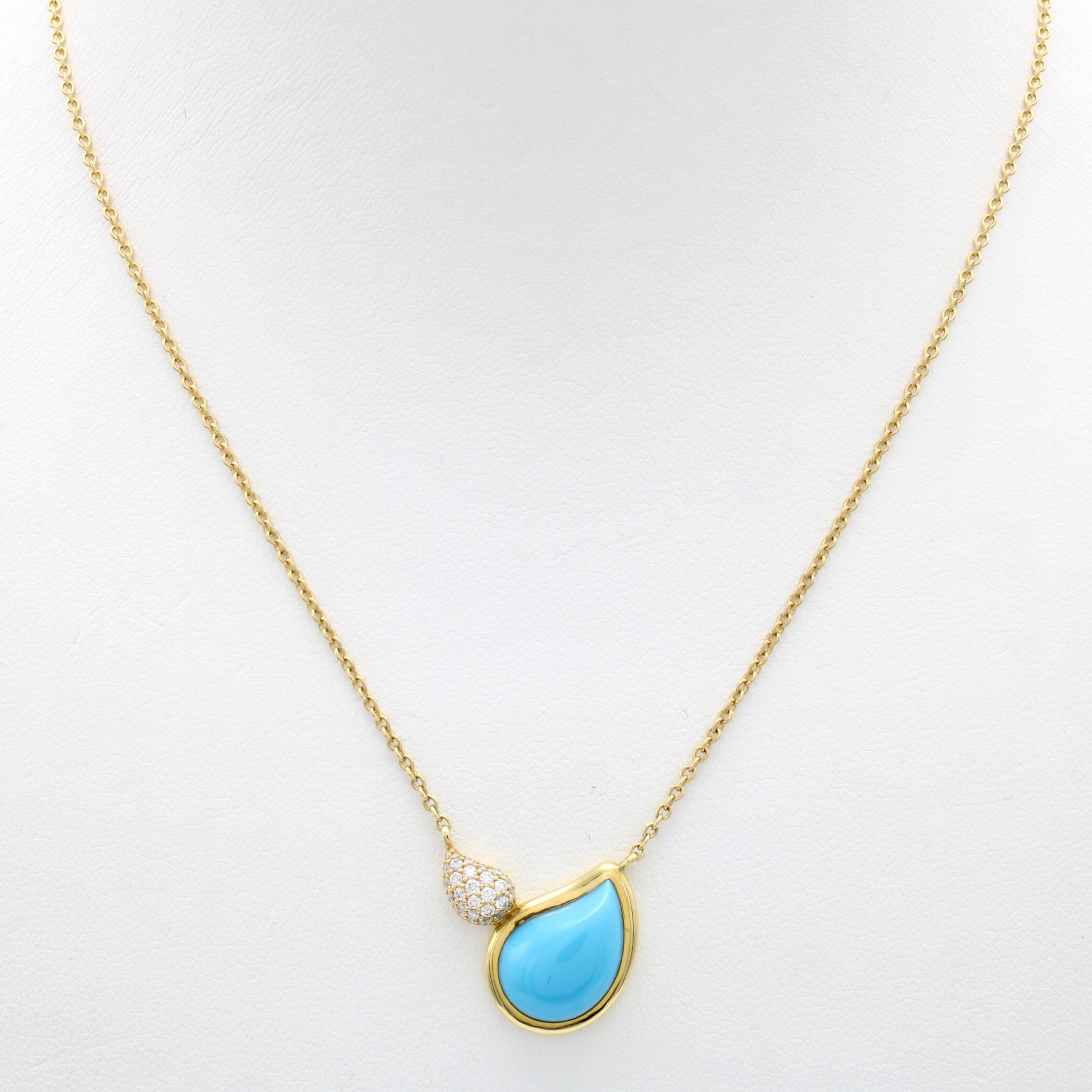 Image 27122605 - Tamara Comolli Collier mit Türkis und Brillanten, GG 750/000, Türkistropfen, Brill. in ...