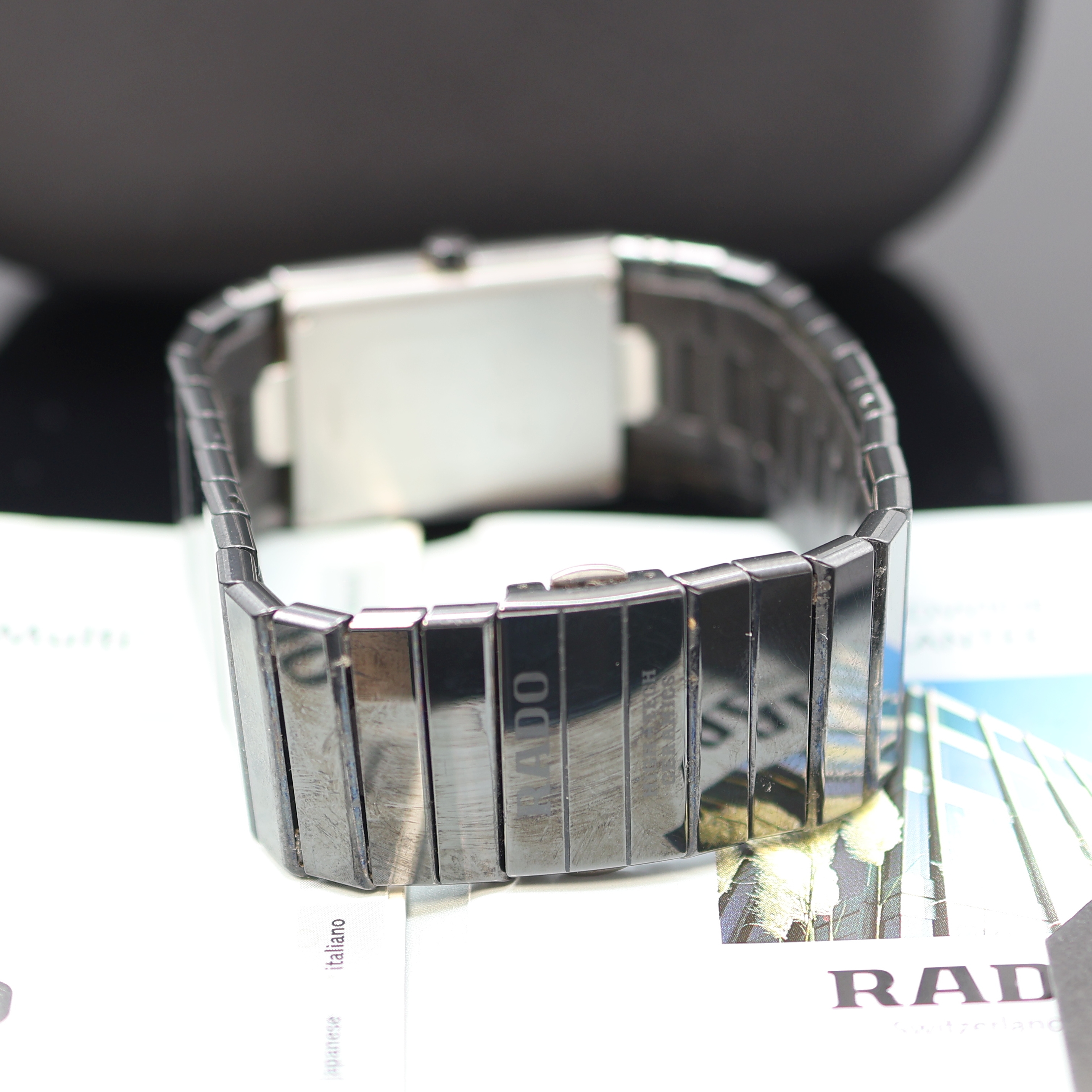 Detail f: RADO Diastar Herrenarmbanduhr mit Multifunktionsanzeige Referenz 193.0324.3, Schweiz verk. lt. beil. Pap. 11/1994, quarz, Keramikgeh., 4-fach ...