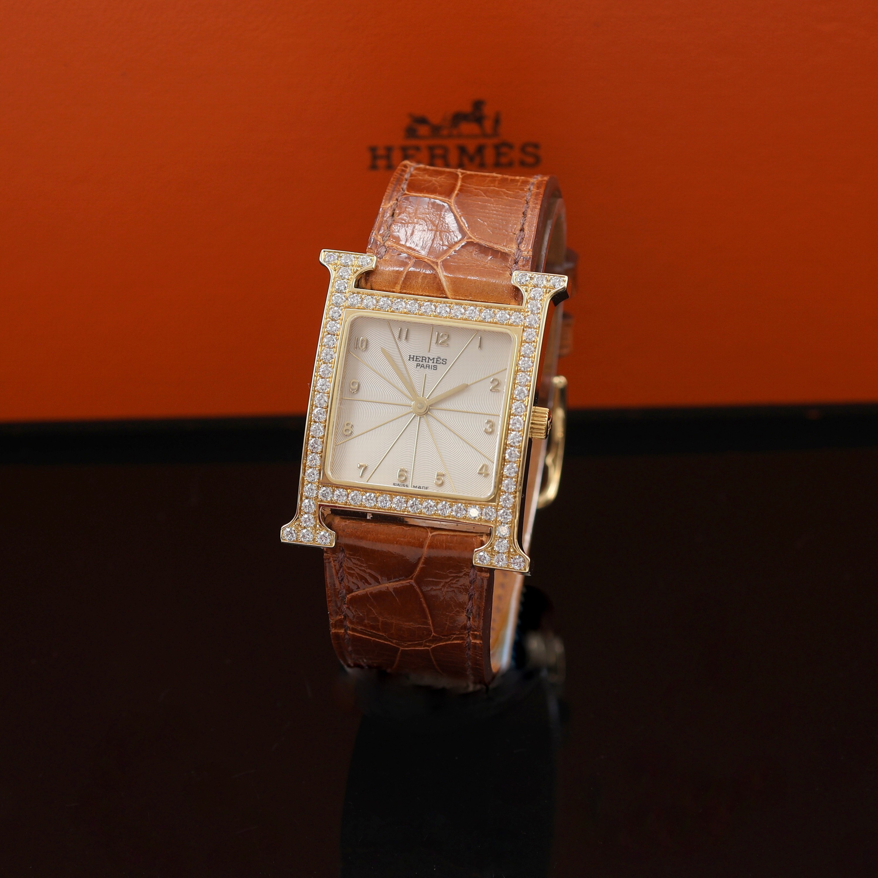 Image 27122677 - HERMES Armbanduhr Heure H Referenz HH1.586, quarz, 2-teil. Geh. inkl. orig. Lederband m. ...