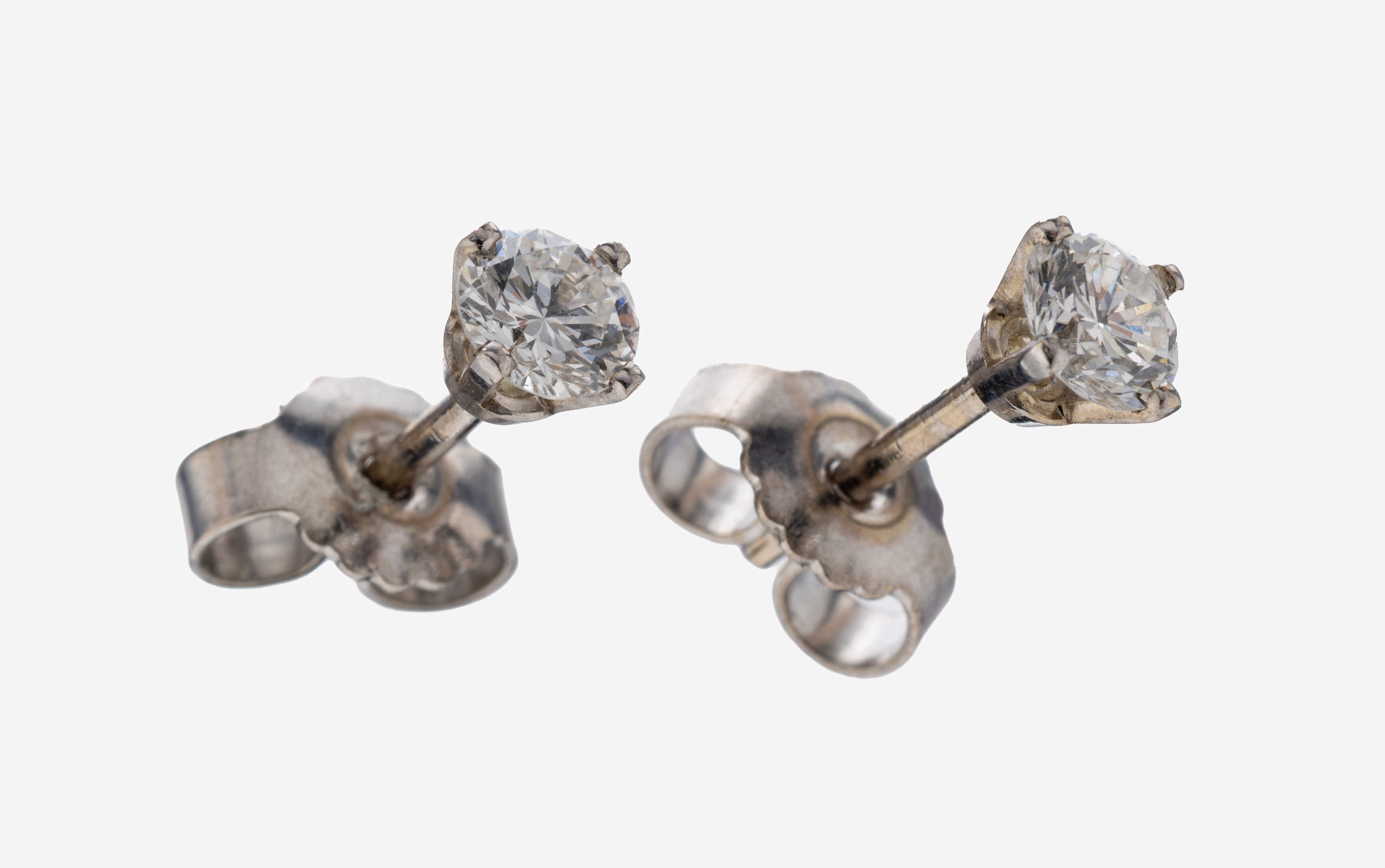 Image 27122684 - Paar 14 kt Gold Brillant-Ohrstecker, WG 585/000, 2 Brillanten zus. ca. 0.50 ct feines ...