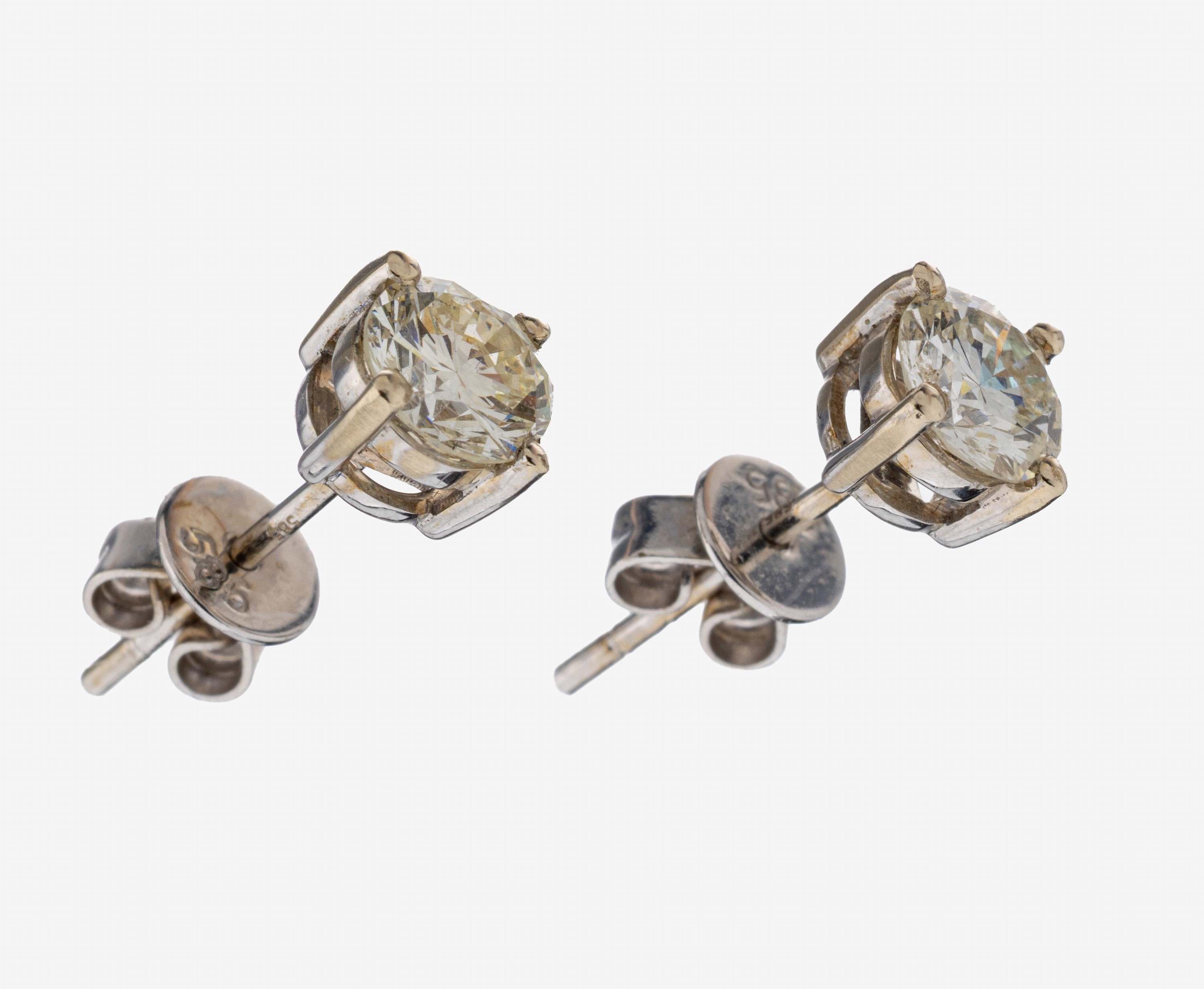 Image 27122685 - Paar 14 kt Gold Brillant-Ohrstecker, WG 585/000, 2 Brillanten zus. ca. 0.86 ct ...