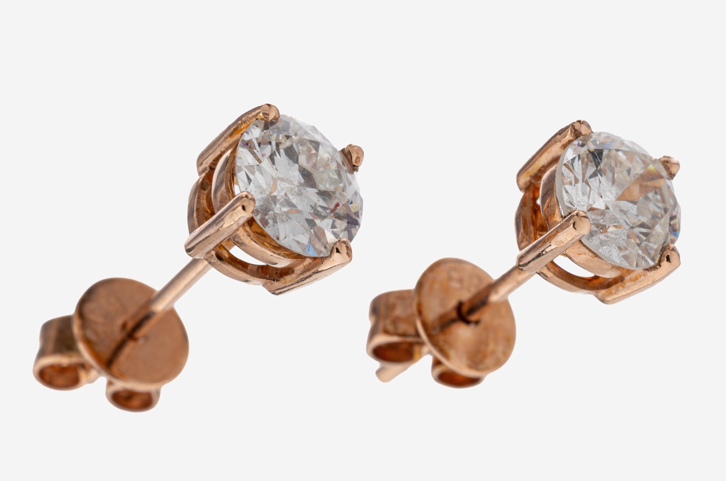 Image 27122686 - Pair of 14 kt gold brilliant-earrings , RG 585/000, 2 brilliants total approx. 1.06 ct ...