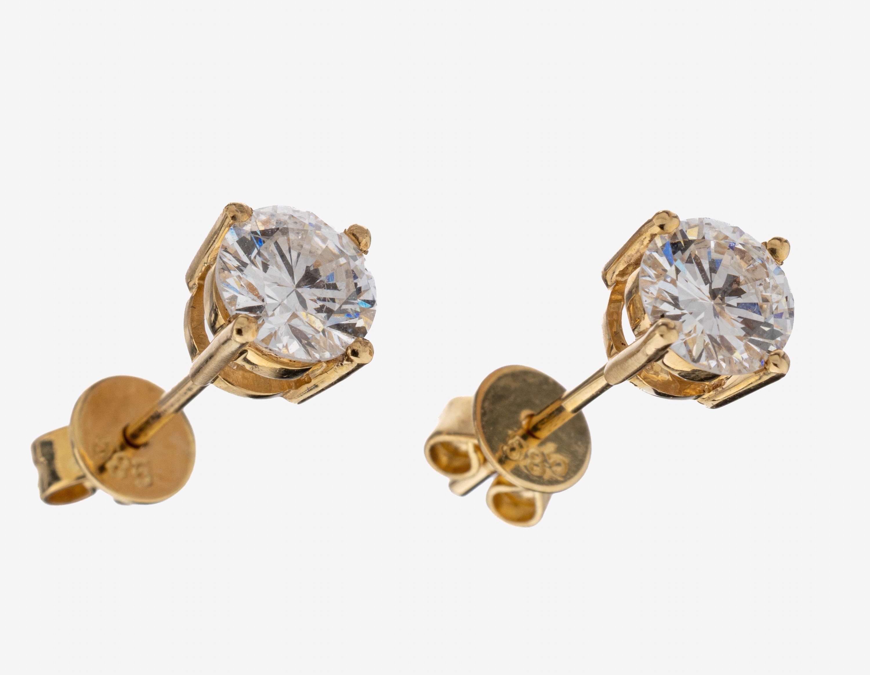 Image 27122688 - Paar 14 kt Gold Brillant-Ohrstecker, GG 585/000, 2 Brillanten zus. ca. 1.05 ct ...